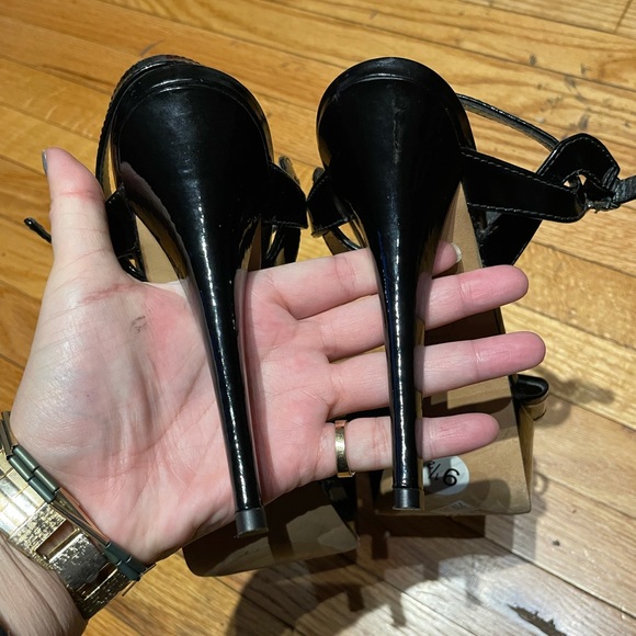 Glossy Leather Crisscross Straps Sandals High Heels Stilettos Pumps Vintage Y2k - Picture 3 of 8